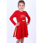 Toontoy Kız Çocuk Neon Lover Nakışlı Elbise - 3 Yaş - Kırmızı