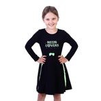 TOONTOY Kız Çocuk Neon Lover Nakışlı Elbise, 4 Yaş, 16499-, Siyah, Kız Çocuklar