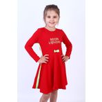 Toontoy Kız Çocuk Neon Lover Nakışlı Elbise - 5 Yaş - Kırmızı