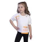 Toontoy Kız Çocuk Neon Uyumlu Cep Detaylı Baskılı Tişört - 5 Yaş - Ekru