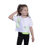 Toontoy Kız Çocuk Neon Uyumlu Cep Detaylı Baskılı Tişört - 6 Yaş - Beyaz