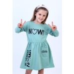 Toontoy Kız Çocuk Now! Baskılı Elbise - 8 Yaş - Yeşil