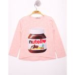 Toontoy Kız Çocuk Nutella Baskılı T-Shirt - 6 Yaş - Pembe Melanj