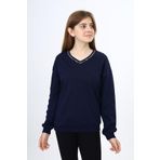 Toontoy Kız Çocuk Okul Baskılı Sweatshirt Lacivert 12-13 YAŞ