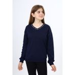 Toontoy Kız Çocuk Okul Baskılı Sweatshirt Lacivert 6-7 YAŞ