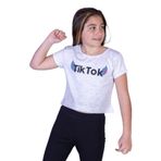 TOONTOY Kız Çocuk Ön Arka TikTok Baskılı Tişört Gri Melanj 6-7 Yaş, 6-7 Yaş, 11107-, Gri Melanj, Kız çocuk