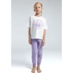 Toontoy Kız Çocuk Önü Baskılı Pijama Takım - 9 - 10 Yaş - Lila