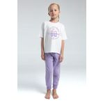 Toontoy Kız Çocuk Önü Baskılı Pijama Takım Lila 5-6 YAŞ