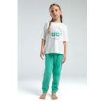 Toontoy Kız Çocuk Önü Baskılı Pijama Takım Yeşil 3-4 YAŞ