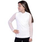 Toontoy Kız Çocuk Önü Dantelli Okul Tişört 16676 Ekru 6-7 YAŞ