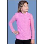 Toontoy Kız Çocuk Önü Dantelli Okul Tişört - Pembe - 10 - 11 Yaş