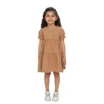Toontoy Kız Çocuk Önü Düğmeli Fırfırlı Elbise Kahve 4 YAŞ