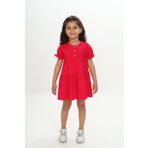 Toontoy Kız Çocuk Önü Düğmeli Fırfırlı Elbise Koyu Fuşya 6 YAŞ