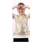 Toontoy Kız Çocuk Önü Komple Pullu T-Shirt Ekru 6 Yaş K-281