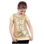 TOONTOY Kız Çocuk Önü Komple Pullu Tişört 8 Yaş, 8 Yaş, 10492-1, Sarı, Kız çocuk