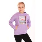 TOONTOY Kız Çocuk Ördek Baskılı Kapüşonlu Sweatshirt, 12 Yaş, 22437, Lila, kız-çocuk