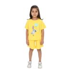 Toontoy Kız Çocuk Ördek Baskılı Şortlu Takım Koyu Sarı 1 YAŞ