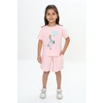 Toontoy Kız Çocuk Ördek Baskılı Şortlu Takım Pudra 2 YAŞ