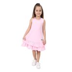 Toontoy Kız Çocuk Palmiye Baskılı Fırfırlı Elbise Açık Pembe 2 YAŞ