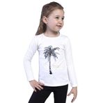 Toontoy Kız Çocuk Palmiye Baskılı Pul İşlemeli Tişört Ekru 2 YAŞ
