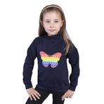 Toontoy Kız Çocuk Pamuklu Balıkçı Yaka Popıt Desenli Sweatshirt - 6 Yaş - Lacivert