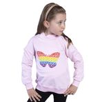 Toontoy Kız Çocuk Pamuklu Balıkçı Yaka Popıt Desenli Sweatshirt Açık Pembe 4 YAŞ
