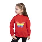 Toontoy Kız Çocuk Pamuklu Balıkçı Yaka Popıt Desenli Sweatshirt Kırmızı 5 YAŞ