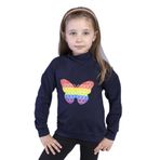 Toontoy Kız Çocuk Pamuklu Balıkçı Yaka Popıt Desenli Sweatshirt Lacivert 4 YAŞ