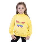 Toontoy Kız Çocuk Pamuklu Balıkçı Yaka Popıt Desenli Sweatshirt Sarı 3 YAŞ