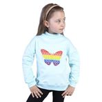 Toontoy Kız Çocuk Pamuklu Balıkçı Yaka Popıt Desenli Sweatshirt Su Yeşili 4 YAŞ