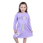Toontoy Kız Çocuk Papatya Baskılı Elbise Lila 3 YAŞ