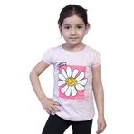 Toontoy Kız Çocuk Papatya Baskılı Taş İşlemeli Tişört Pudra 5 YAŞ