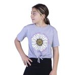 Toontoy Kız Çocuk Papatya Desenli Tişört Gri Melanj 8 YAŞ