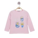 Toontoy Kız Çocuk Papatya Vazo Baskılı T-Shirt Açık Pembe 1 YAŞ