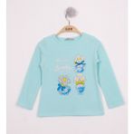 Toontoy Kız Çocuk Papatya Vazo Baskılı T-Shirt Su Yeşili 1 YAŞ