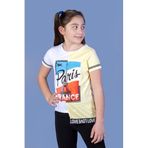 Toontoy Kız Çocuk Paris Baskılı Şeritli Tişört Sarı 14 YAŞ