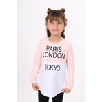 Toontoy Kız Çocuk Paris London Baskılı T-Shirt Pudra 8 YAŞ