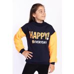 Toontoy Kız Çocuk Peluş Detaylı Baskılı Sweatshirt Lacivert 10-11 YAŞ