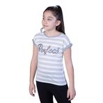 TOONTOY Kız Çocuk Perfect Nakışlı Kolları İnci Detaylı Tişört 14 Yaş, 14 Yaş, 11035-, Ekru, Kız çocuk