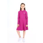 Toontoy Kız Çocuk Polo Yaka Çıtçıtlı Göğsü Baskılı Elbise Mürdüm 13-14 YAŞ