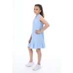 Toontoy Kız Çocuk Polo Yaka Düğmeli Elbise Mavi 6-7 YAŞ
