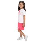 TOONTOY Kız Çocuk Polo Yaka Göğsü Baskılı Şortlu Takım, Fuşya, 6 Yaş