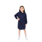 Toontoy Kız Çocuk Polo Yaka Yazı Baskılı Elbise Lacivert 13-14 YAŞ