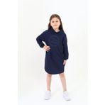 Toontoy Kız Çocuk Polo Yaka Yazı Baskılı Elbise Lacivert 6-7 YAŞ