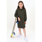 Toontoy Kız Çocuk Polo Yaka Yazı Baskılı Elbise