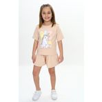 Toontoy Kız Çocuk Ponny Baskılı Şortlu Takım Bej 5 YAŞ
