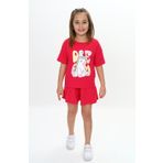 Toontoy Kız Çocuk Ponny Baskılı Şortlu Takım Koyu Fuşya 4 YAŞ