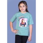 Toontoy Kız Çocuk Power Baskılı Tişört Yeşil 10 YAŞ