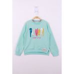 Toontoy Kız Çocuk Power Renkli Baskılı Sweatshirt - 8 Yaş - Mint