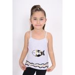 Toontoy Kız Çocuk Pul İşlemeli Balık Nakış Askılı Atlet Gri Melanj 2 YAŞ